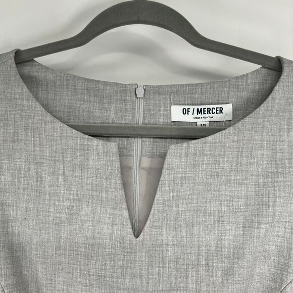 NWT Of Mercer Sterling Sheath Dress 14 Light Grey Split Neck Sleeveless 3038D - Picture 3 of 9